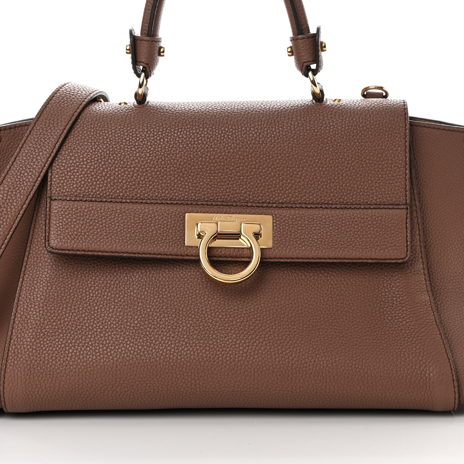 Salvatore Ferragamo Calfskin Sofia Shoulder Bag New Moka 8 of 10