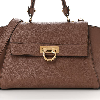 Salvatore Ferragamo Calfskin Sofia Shoulder Bag New Moka 8 of 10