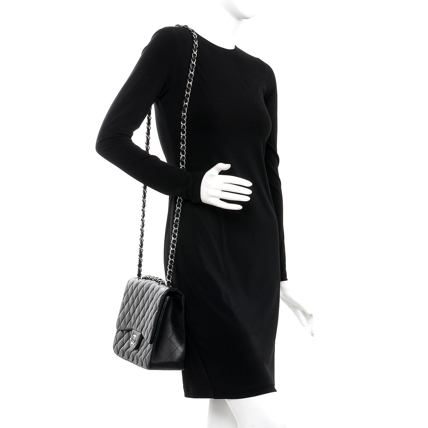 Lambskin Quilted Jumbo Single Flap Black