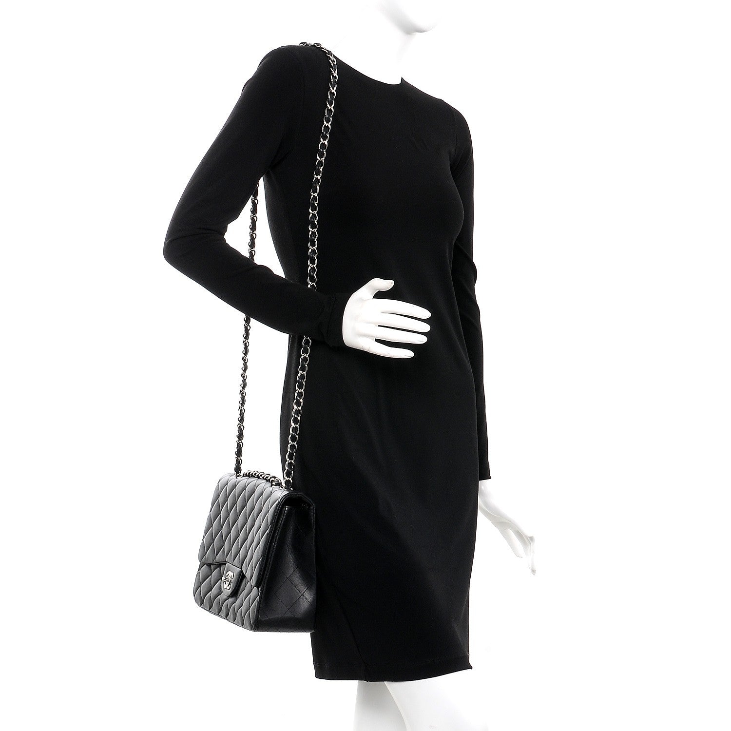 Chanel Lambskin Quilted Jumbo Single Flap Black 2 of 8