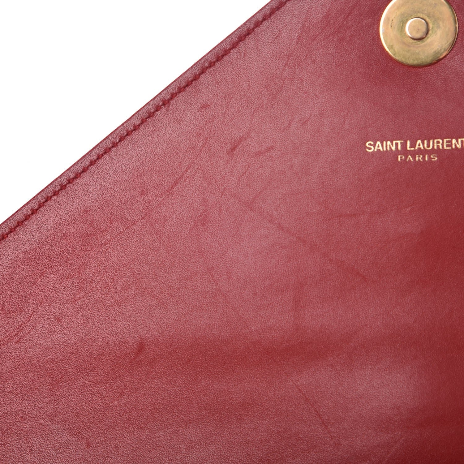Saint Laurent Lambskin Matelasse Chevron Large Monogram Satchel Red 12 of 14