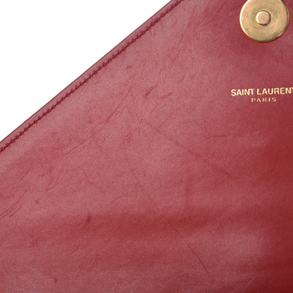 Saint Laurent Lambskin Matelasse Chevron Large Monogram Satchel Red 12 of 14