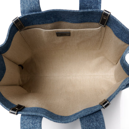 Chloe Denim Calfskin Large Woody Ribbon Tote Blue 5 of 10