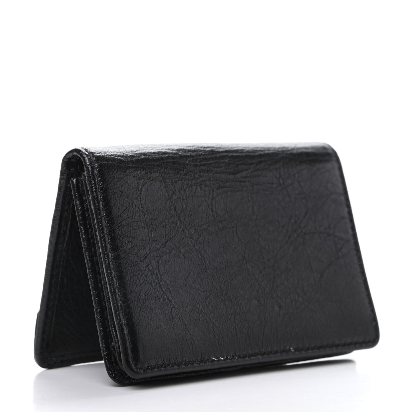 Agneau Classic Gold Hardware Card Case Black