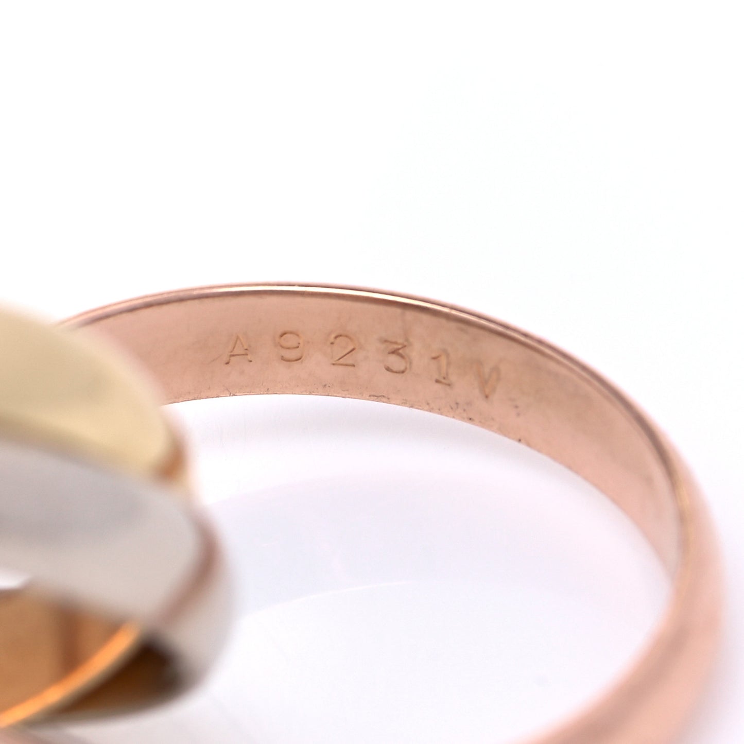 18K Pink Yellow White Gold Classic Les Must De Cartier Trinity Ring 56 7.5