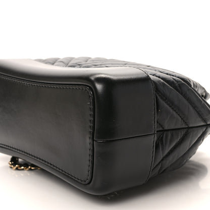 Chanel Aged Calfskin Chevron Quilted Small Gabrielle Backpack Black 9 of 12