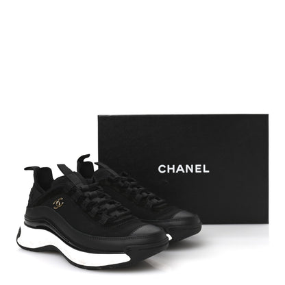 Chanel Velvet Calfskin Mixed Fibers CC Sneakers 38 Black 8 of 8