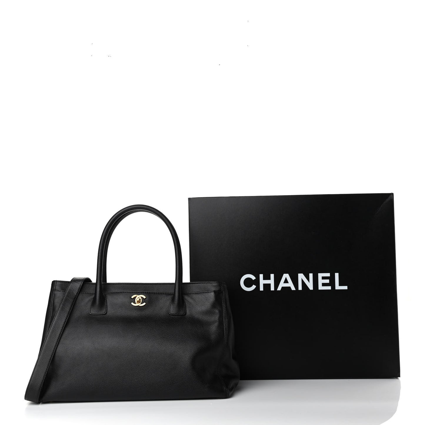 Calfskin Cerf Executive Shopper Tote Black