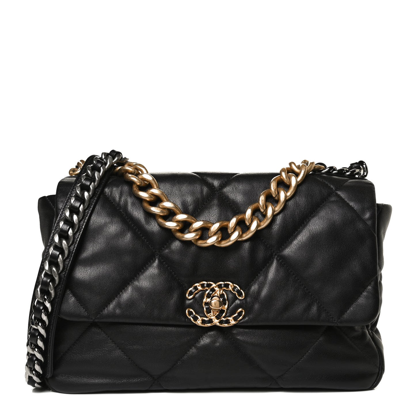 Lambskin Quilted Large Chanel 19 Flap Black