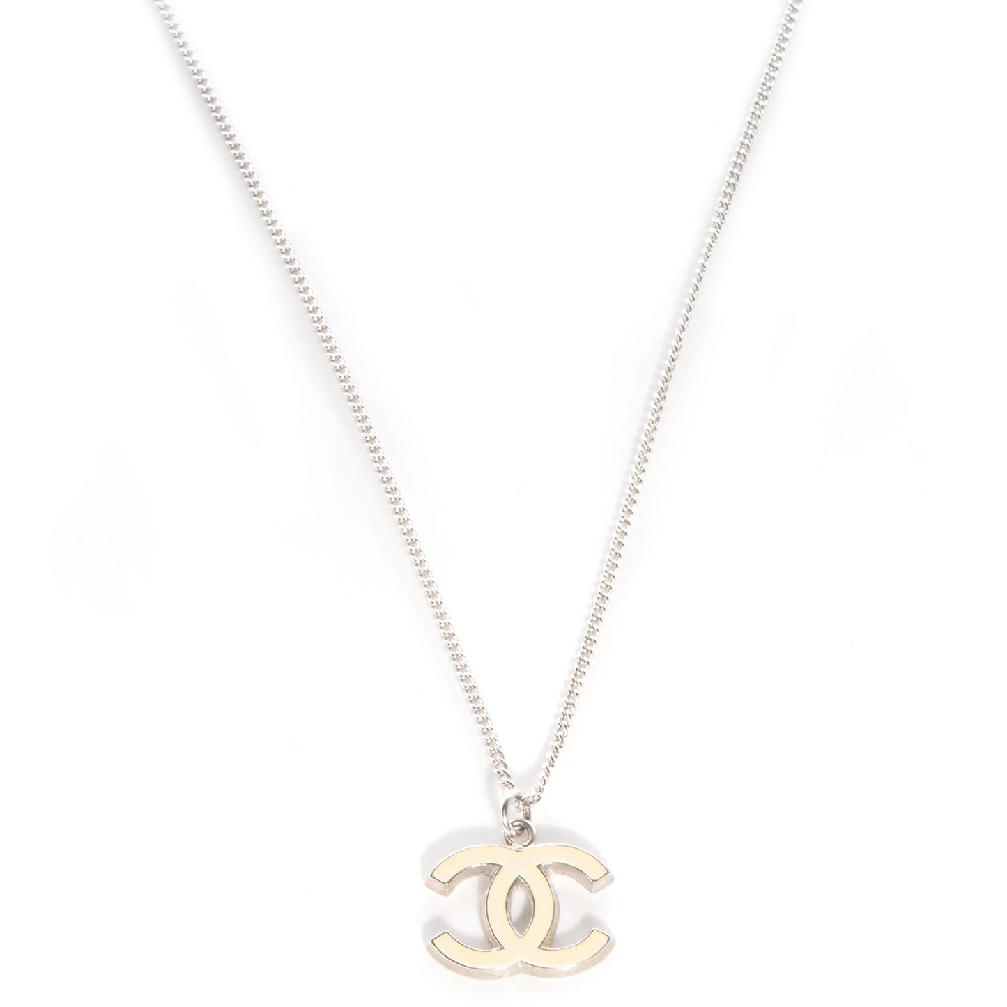 Enamel CC Necklace Beige