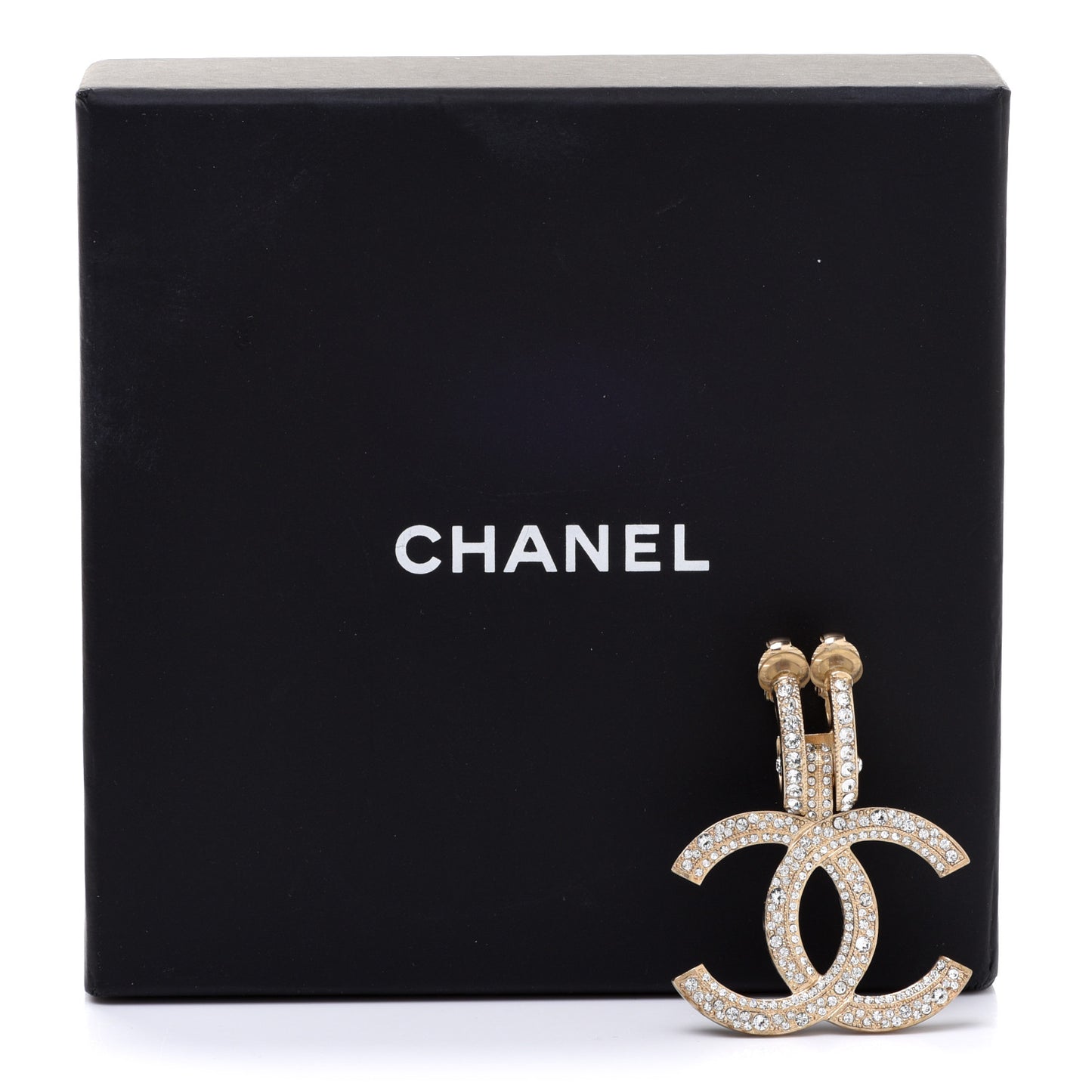 Crystal CC Single Clip On Earring Gold