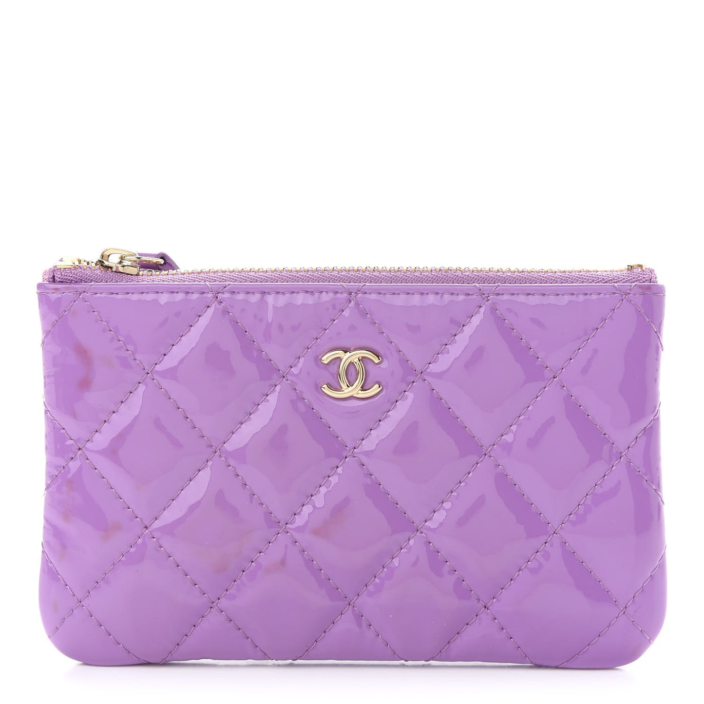 Patent Quilted Small Cosmetic Case Purple
