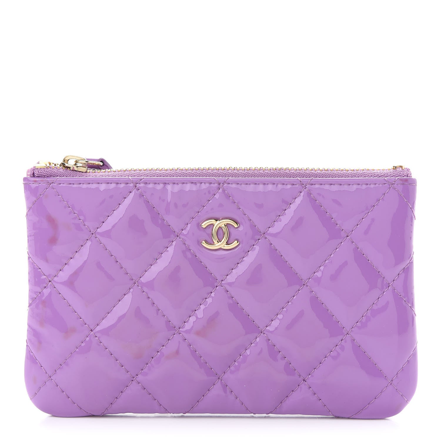 Chanel Patent Quilted Small Cosmetic Case Purple 1 of 8