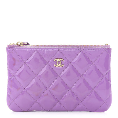 Chanel Patent Quilted Small Cosmetic Case Purple 1 of 8