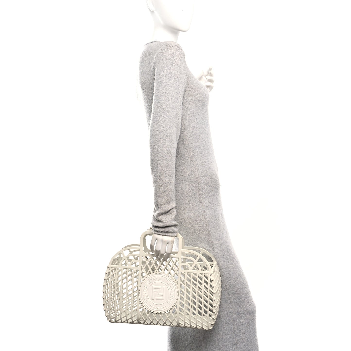 Recycled Plastic Vitello Liberty Matte Medium Fendi Basket White Ice