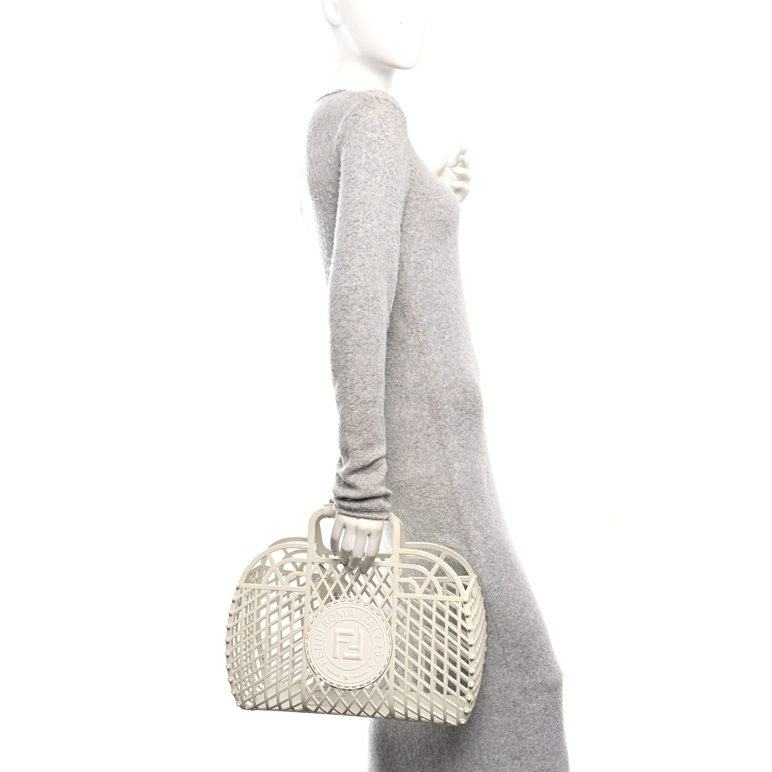 Fendi Recycled Plastic Vitello Liberty Matte Medium Fendi Basket White Ice 2 of 8