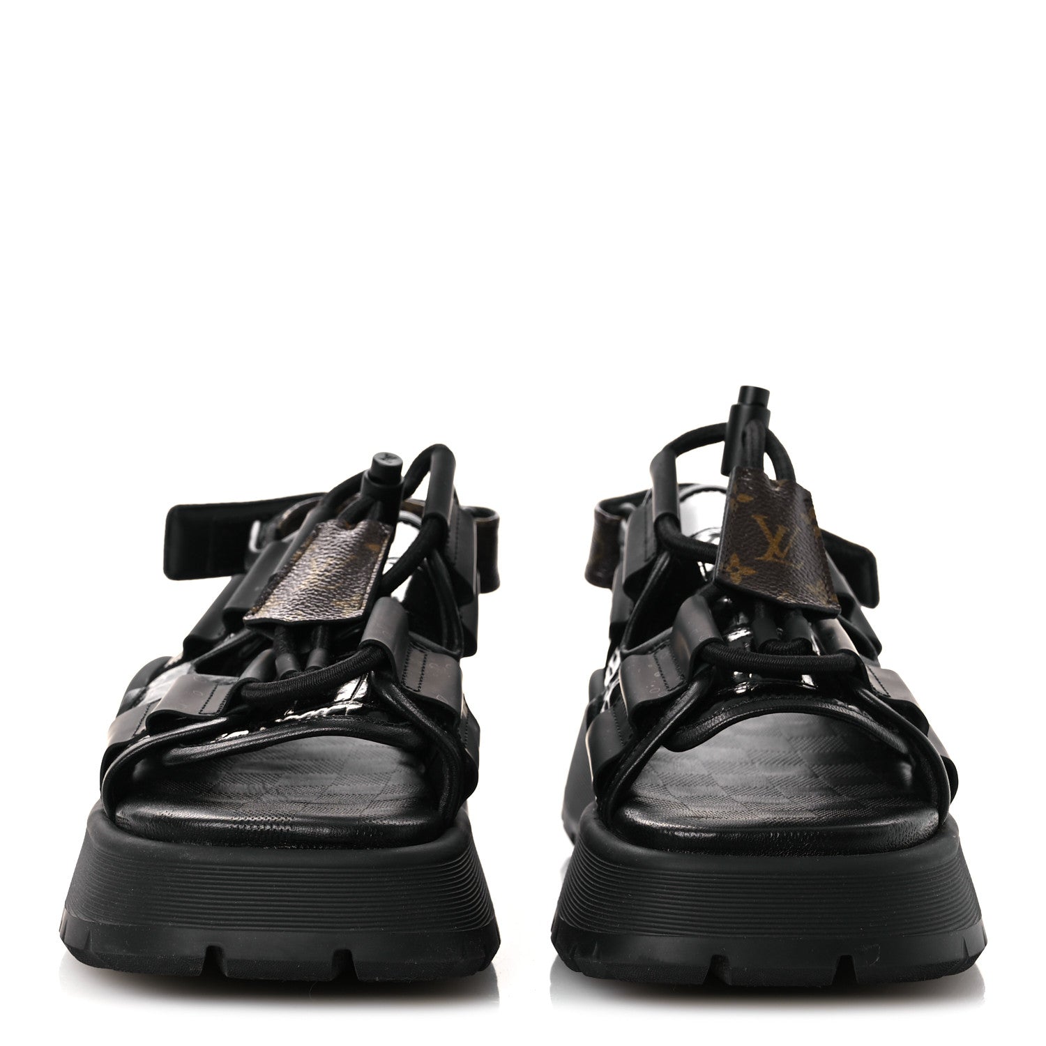 Louis Vuitton Lambskin Sunset Comfort Platform Sandals 38 Black 3 of 11