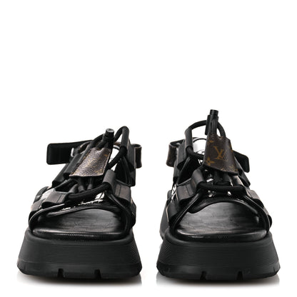 Louis Vuitton Lambskin Sunset Comfort Platform Sandals 38 Black 3 of 11