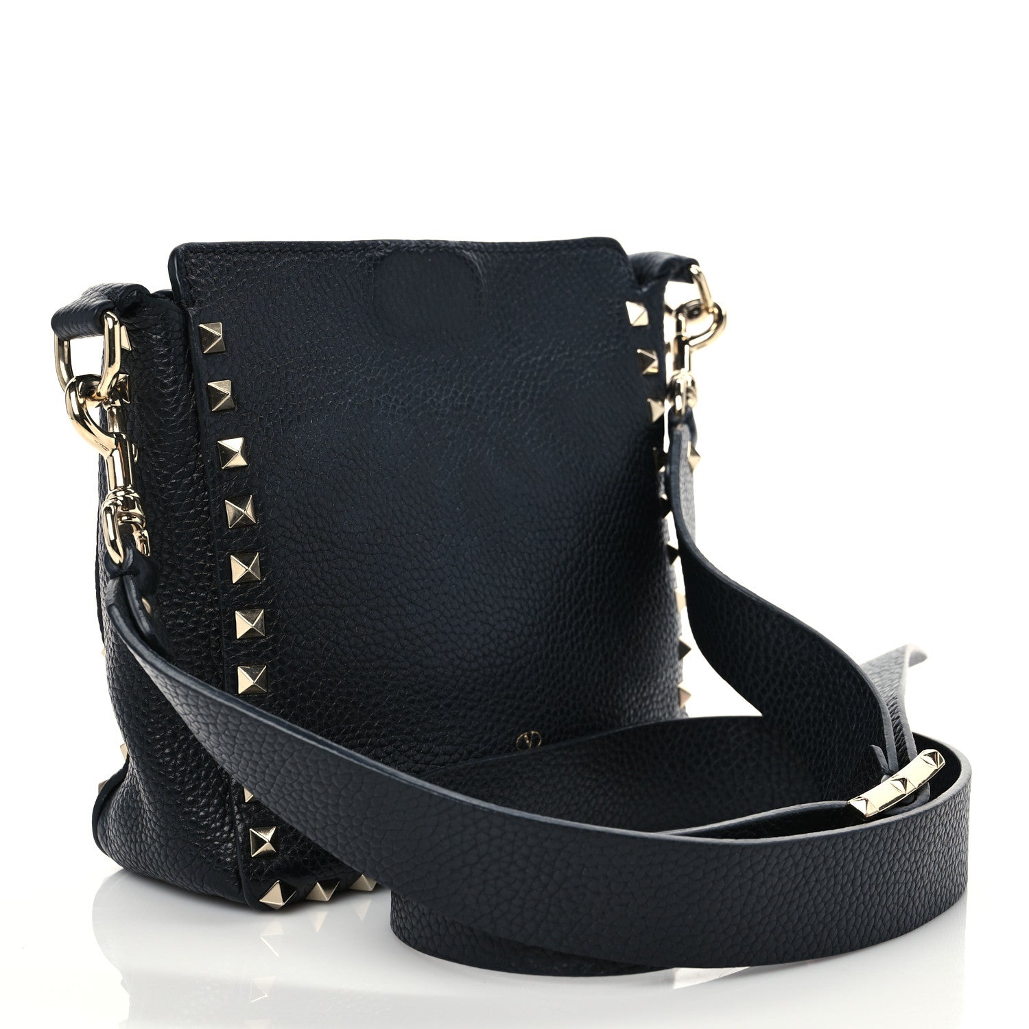 Valentino Garavani Pebbled Calfskin Mini Rockstud Flip-Lock Messenger Bag Black 3 of 8