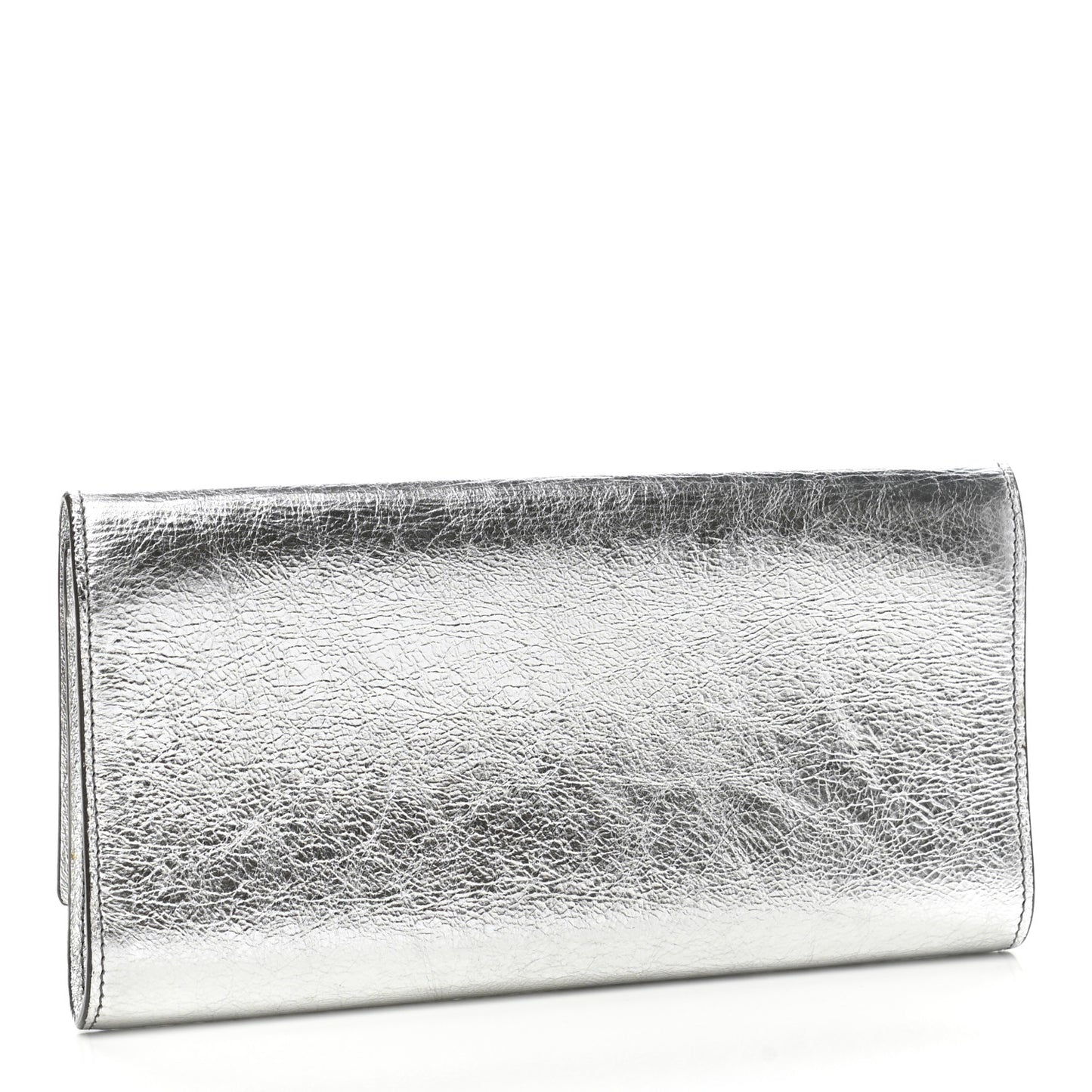 Metallic Textured Calfskin Monogram Small Belle De Jour Clutch Silver