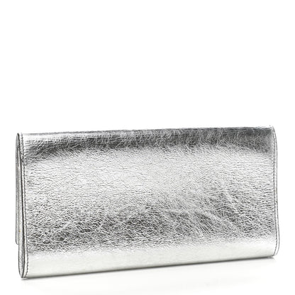 Saint Laurent Metallic Textured Calfskin Monogram Small Belle De Jour Clutch Silver 3 of 7
