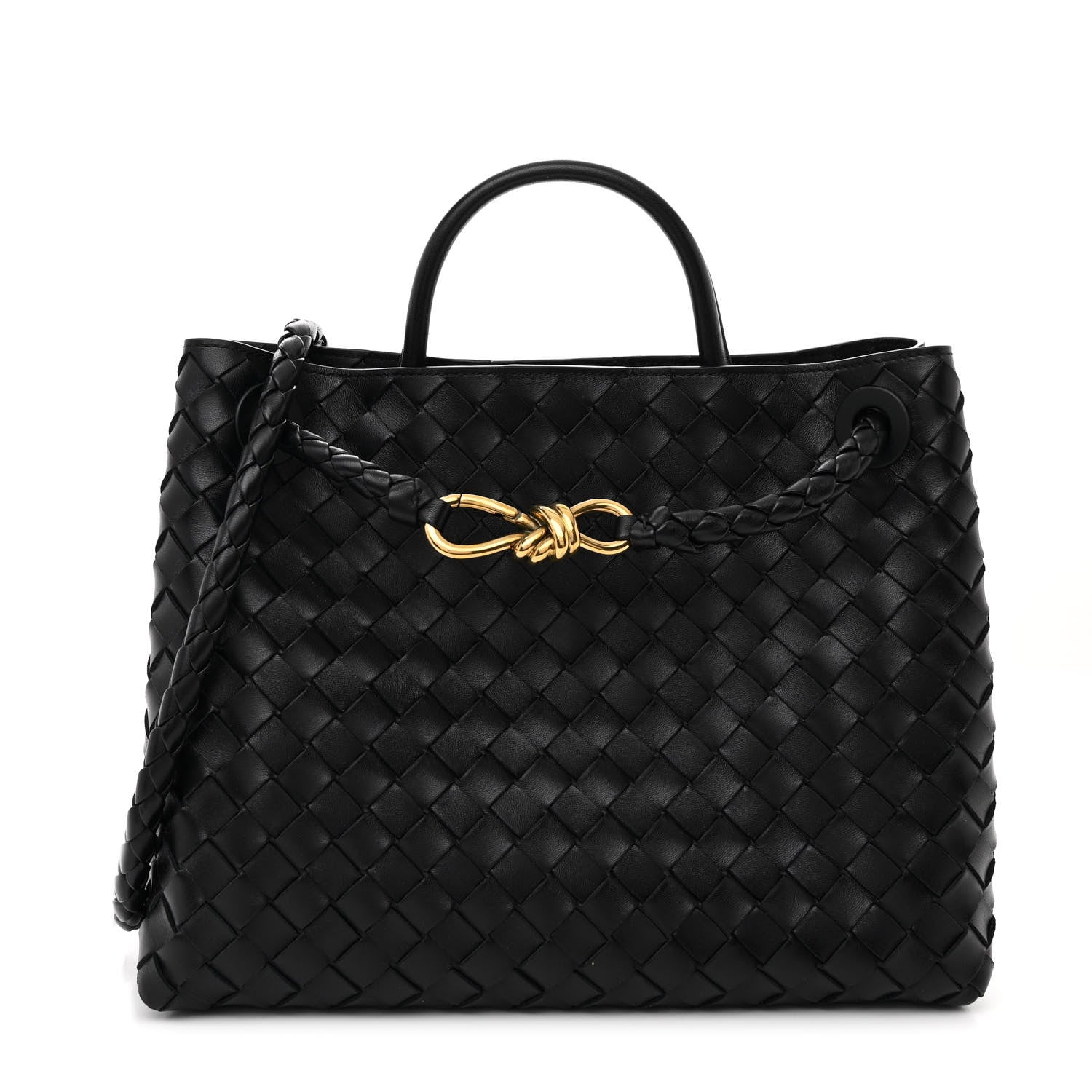 Bottega Veneta Nappa Intrecciato Medium Andiamo Shoulder Bag Black 1 of 10