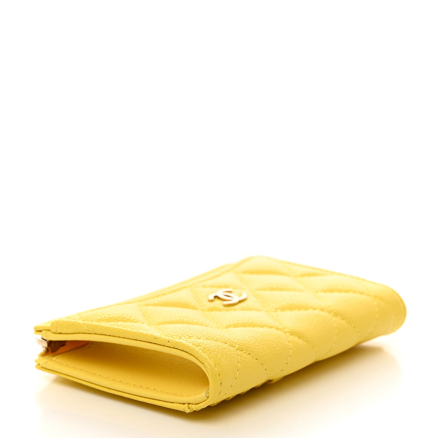 Caviar Quilted CC Zip Around Card Holder Yellow