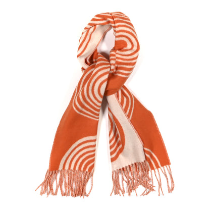 Hermes Cashmere Casaque Vague Muffler Orange Ivoire 1 of 3