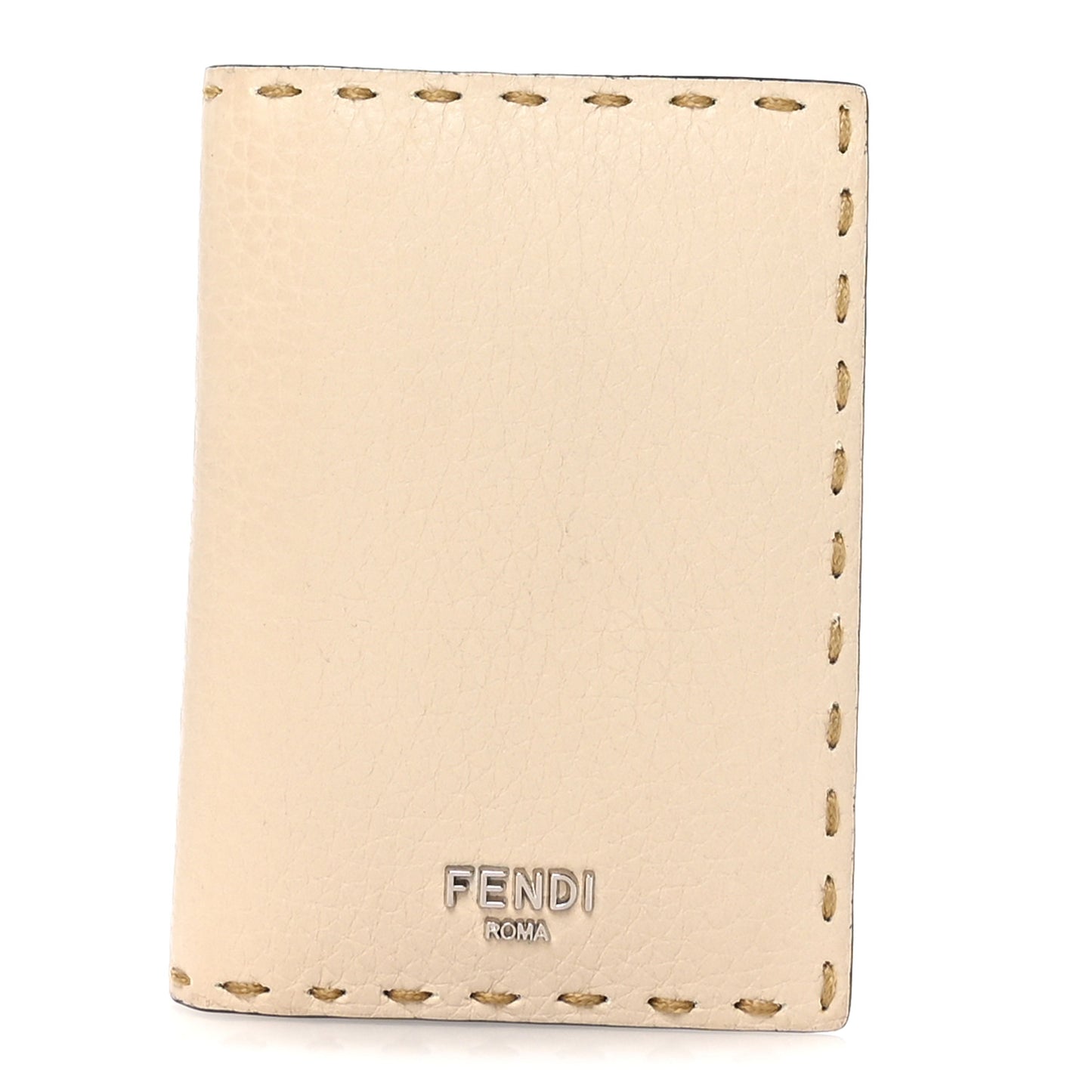 Cuoio Romano Selleria Logo Bi-Color Card Holder Ivory Brown