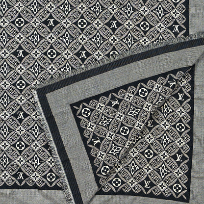 Louis Vuitton Silk Wool Jacquard Since 1854 Monogram Shawl Gray 3 of 4