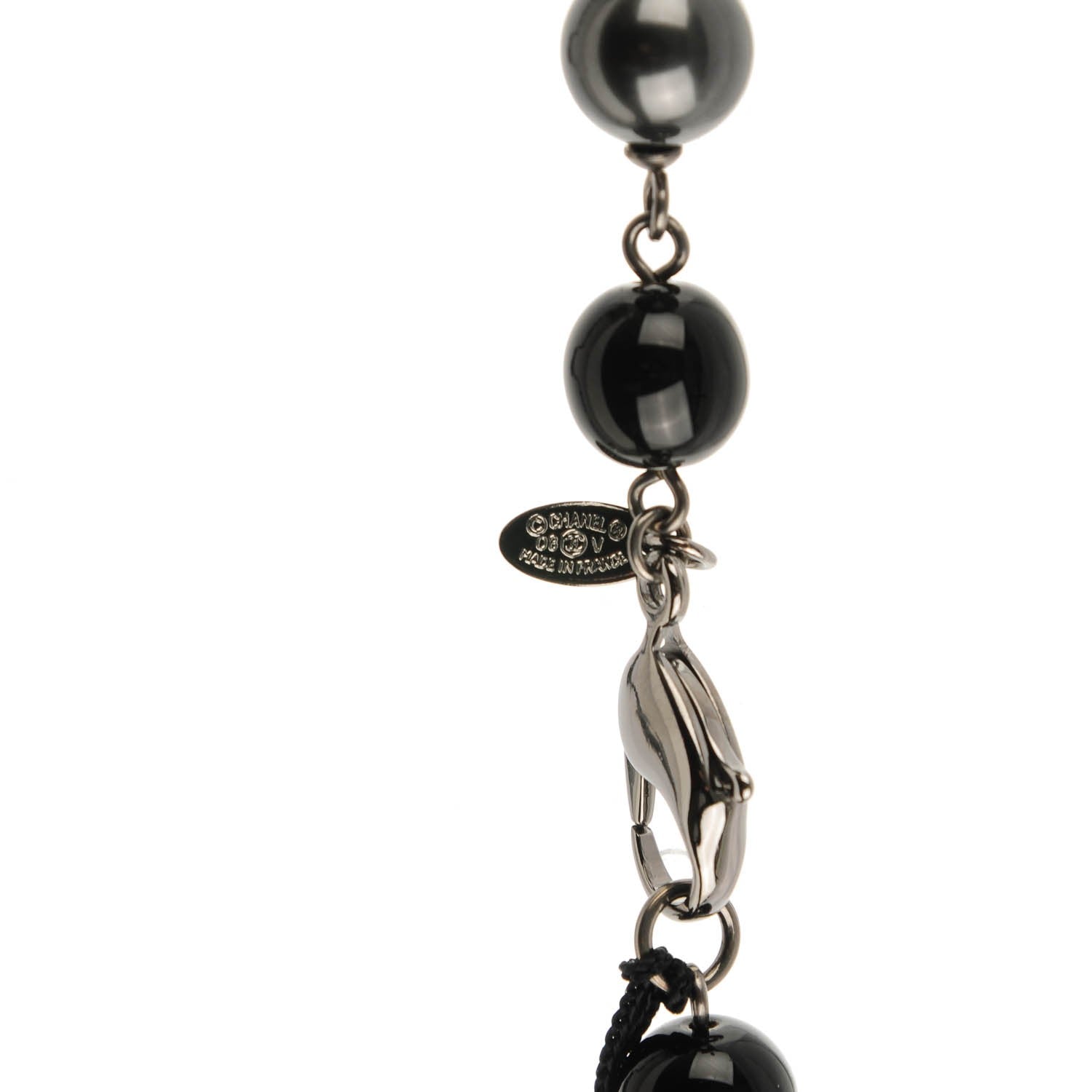Chanel Ruthenium Beaded CC Long Necklace Black 4 of 5