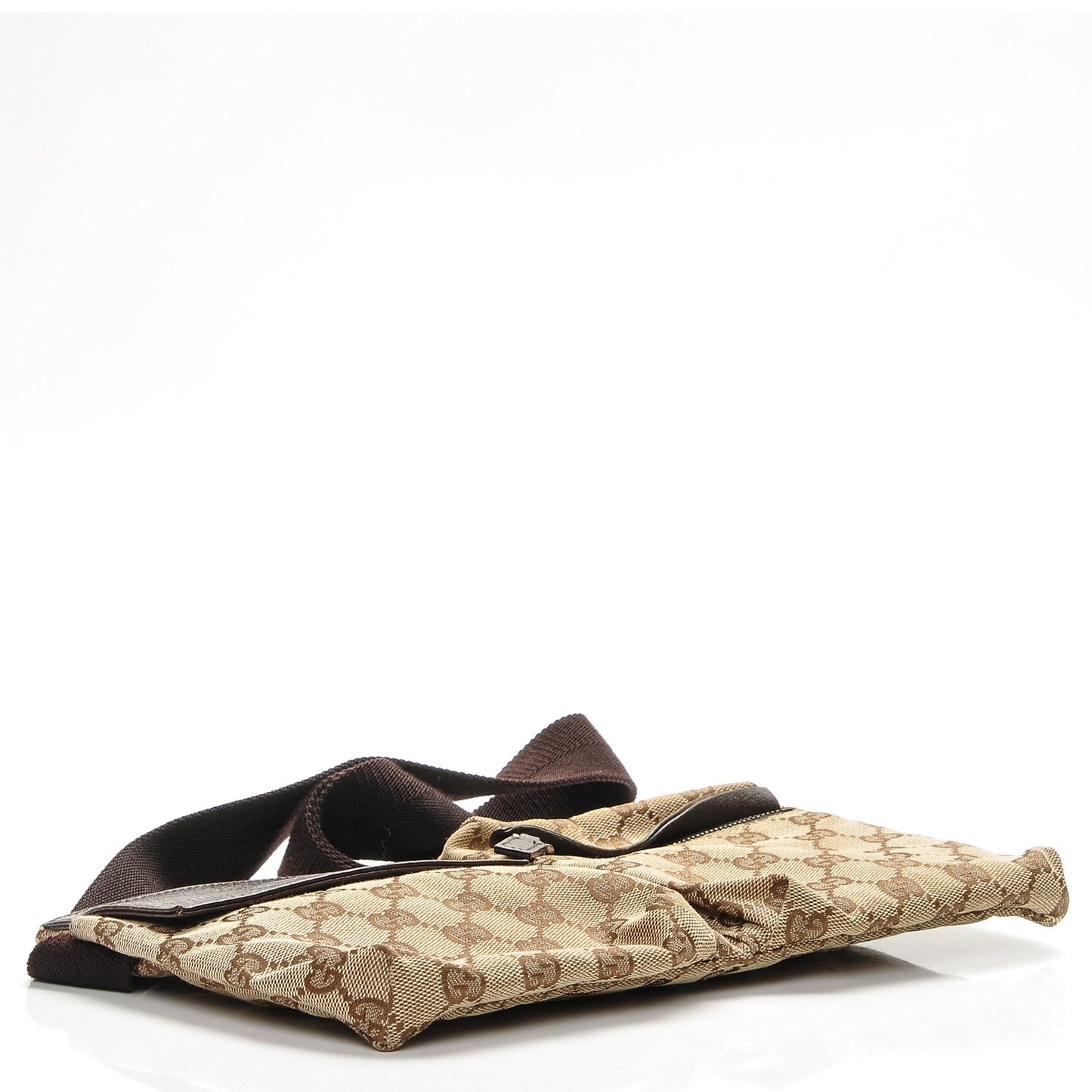 GG Monogram Double Pocket Belt Bag Dark Brown