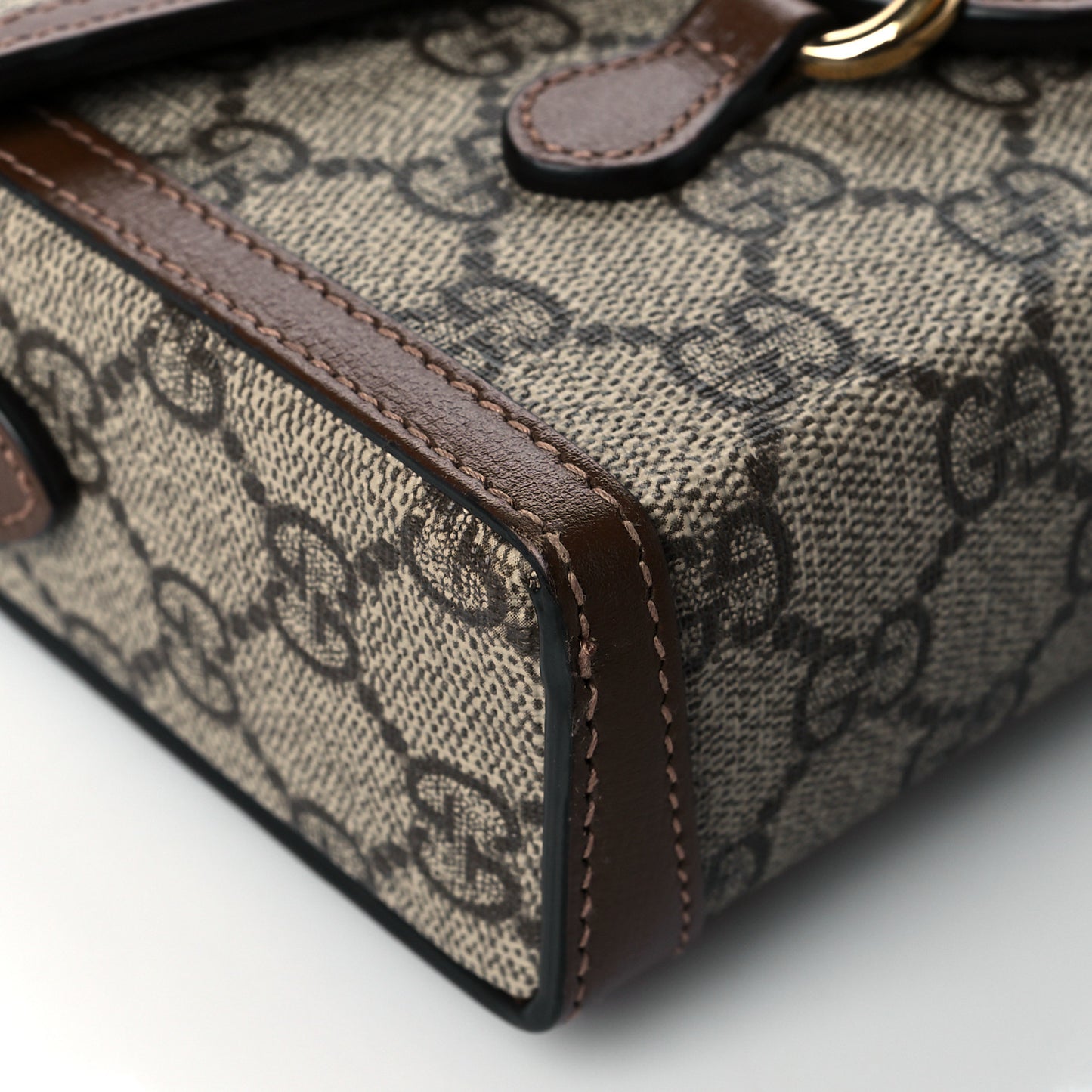 GG Supreme Monogram Mini Horsebit 1955 Shoulder Bag Beige Brown Sugar
