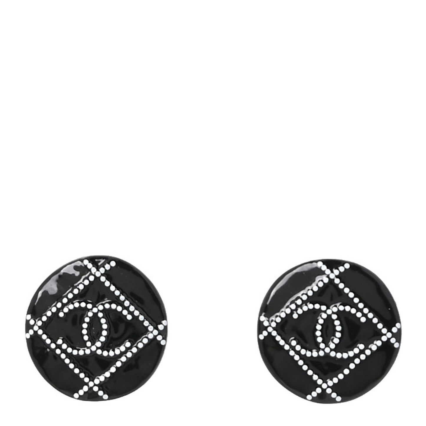 Resin Crystal CC Earrings Black