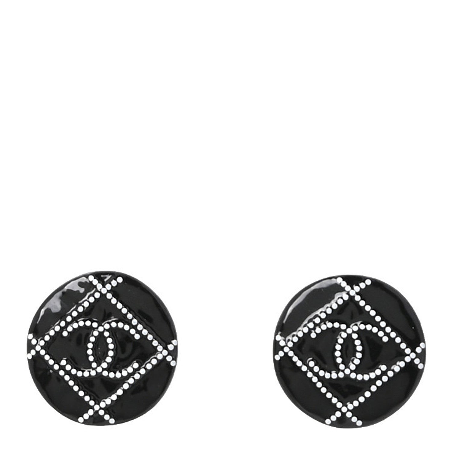 Chanel Resin Crystal CC Earrings Black 1 of 5