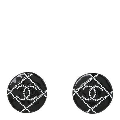 Chanel Resin Crystal CC Earrings Black 1 of 5