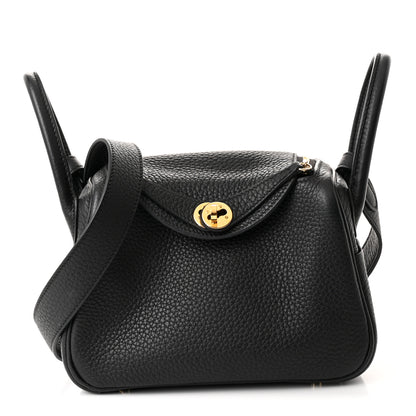 Hermes Taurillon Clemence Mini Lindy 20 Black 1 of 11