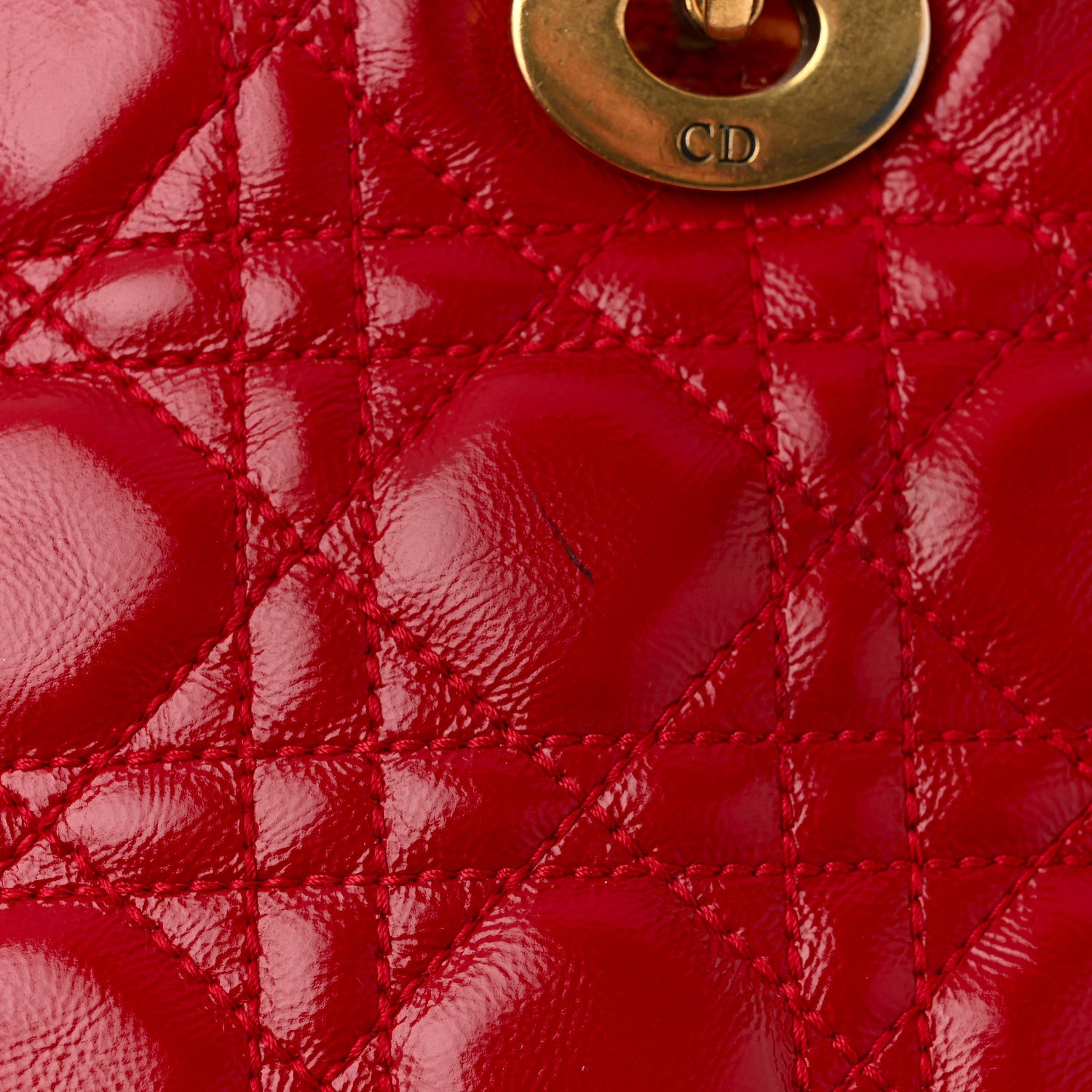Christian Dior Crinkled Patent Cannage Small Lucky Badges My Lady Dior Red 11 of 11