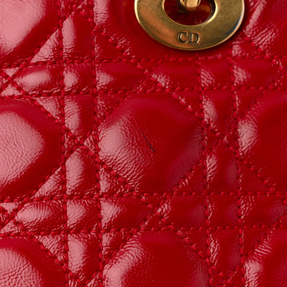 Christian Dior Crinkled Patent Cannage Small Lucky Badges My Lady Dior Red 11 of 11