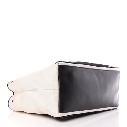Balenciaga Cotton Canvas Calfskin M Navy Cabas Natural Black 5 of 14