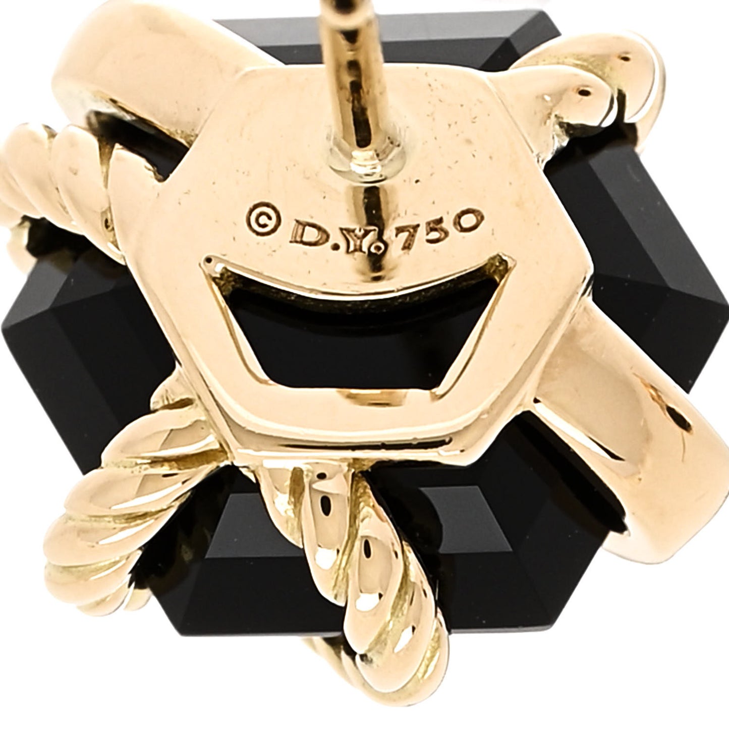 18K Yellow Gold Diamond Onyx 10mm Cable Wrap Earrings