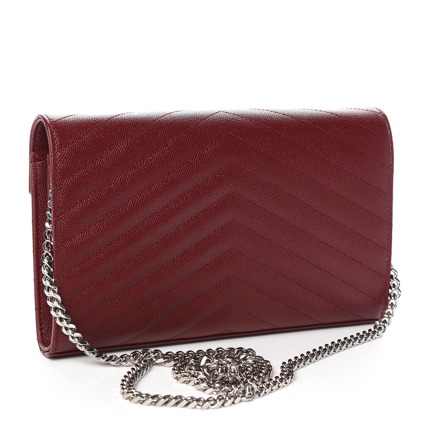 Grain De Poudre Matelasse Chevron Monogram Chain Wallet Palissandre