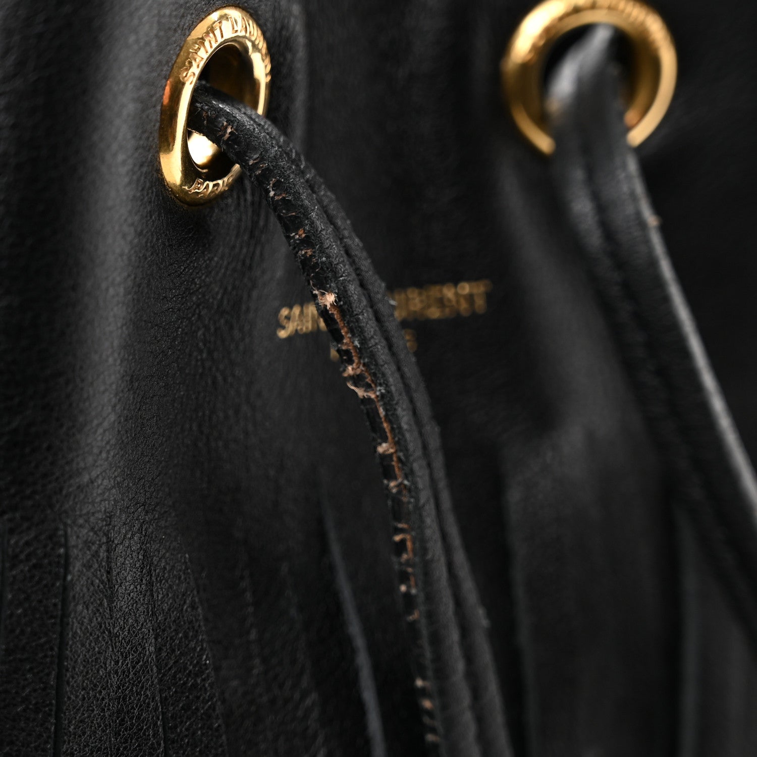 Saint Laurent Calfskin Small Emmanuelle Fringe Bucket Bag Black 11 of 11