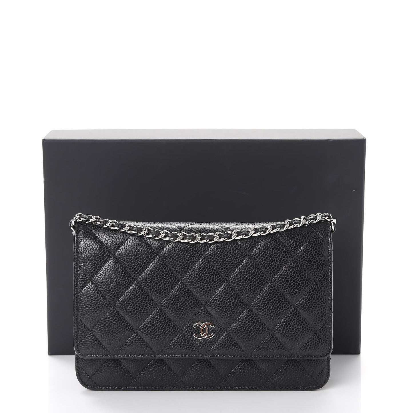 Caviar Quilted Wallet On Chain WOC Black