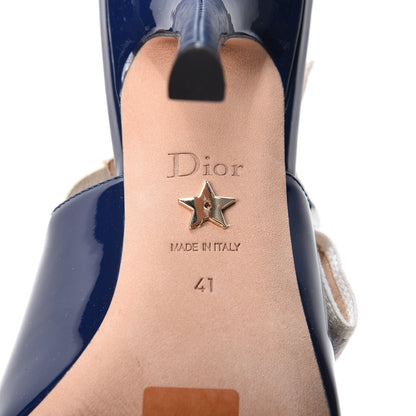 Christian Dior Patent Ribbon J'Adior Slingback 100mm Pumps 41 Blue 9 of 9