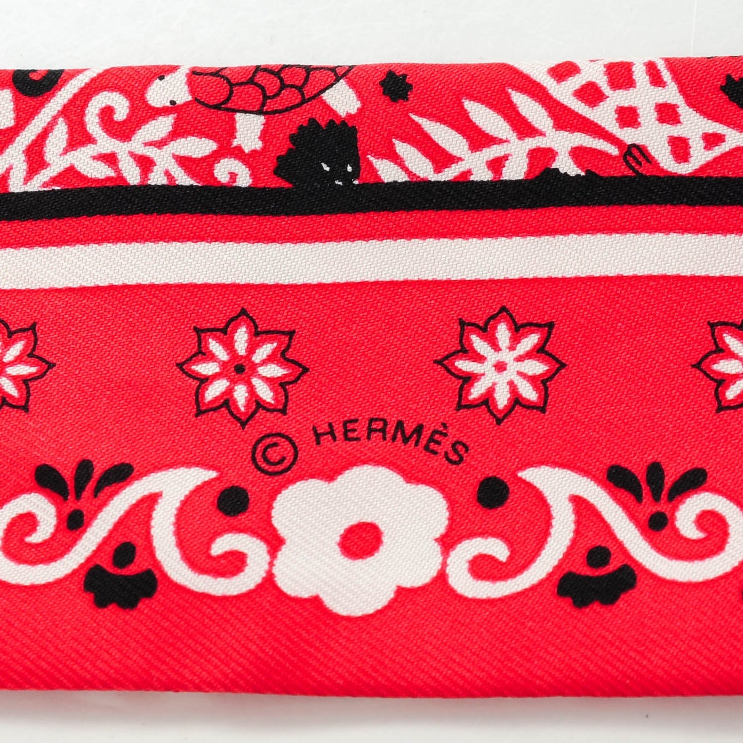Silk Peuple Du Vent Bandana Twilly Rouge Noir Blanc