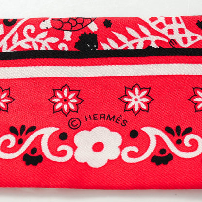 Hermes Silk Peuple Du Vent Bandana Twilly Rouge Noir Blanc 6 of 6
