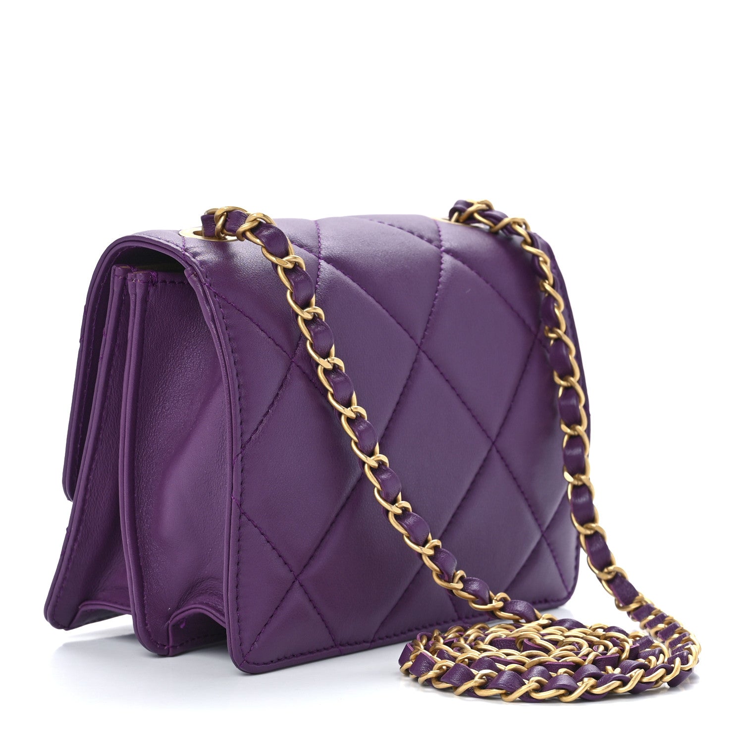 Chanel Calfskin Resin Quilted Mini Flap Purple 2 of 11