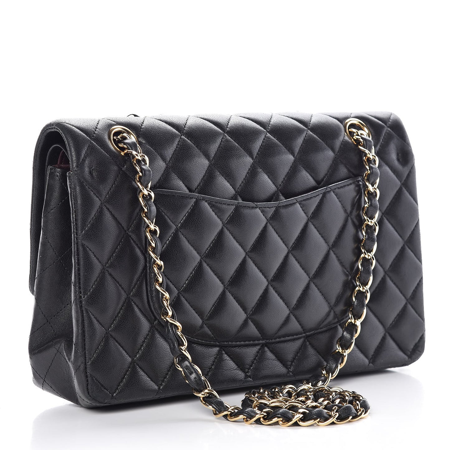 Lambskin Quilted Medium Double Flap Black