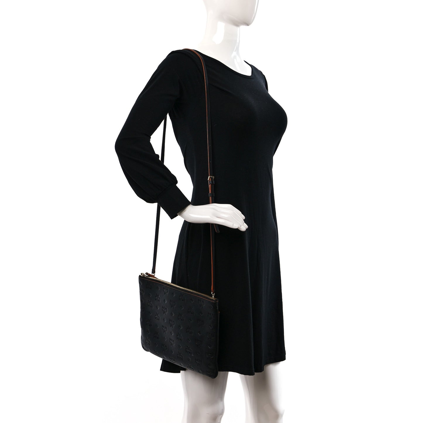 Calfskin Ottomar Monogram Medium Crossbody Pouch Black